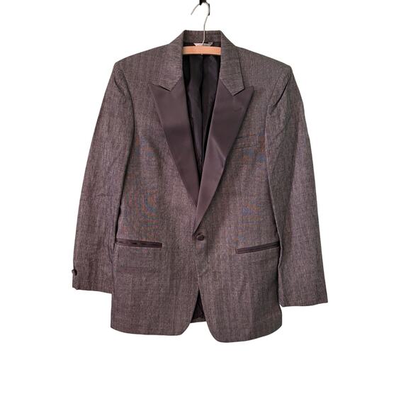 After Six Men Size 38 Grey Herringbone Tuxedo Sport Coat Blazer Couture Jacket - Picture 1 of 5